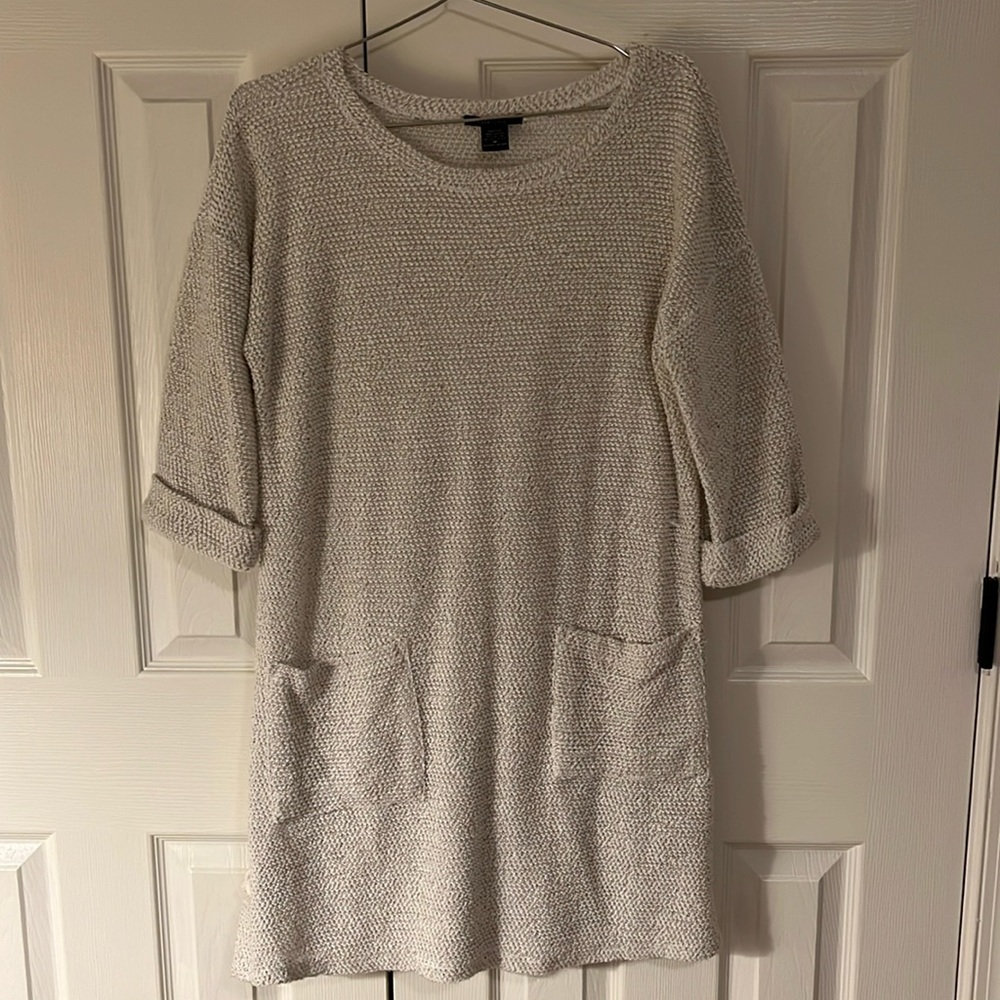 3/4 sleeve Beige sweater dress. Size M. Washed-never worn. Smoke free home